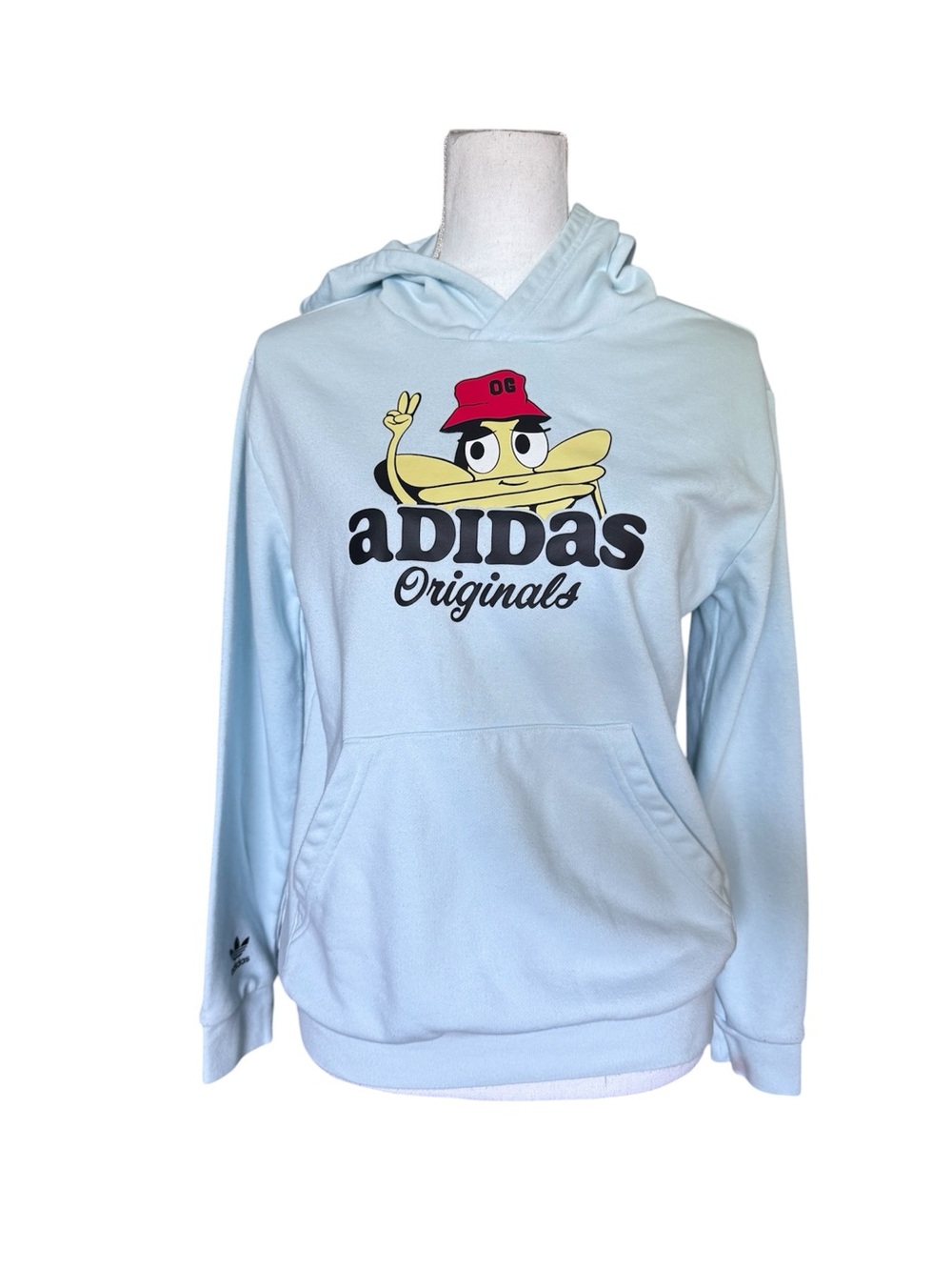 adidas Originals Kids Light Blue Trefoil Pullover Hoodie - Large